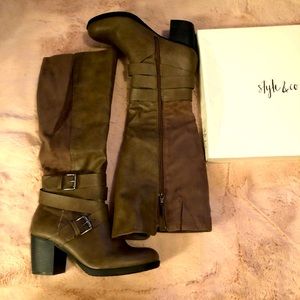 Worn once style and co heeled knee high boots